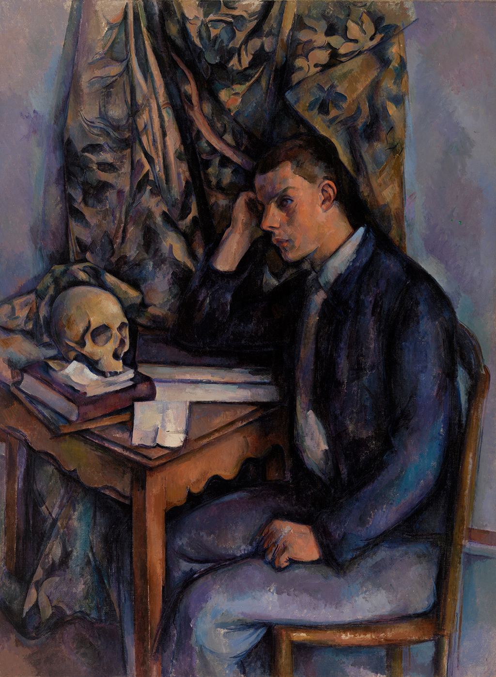 Young Man and Skull in Detail Paul Cezanne